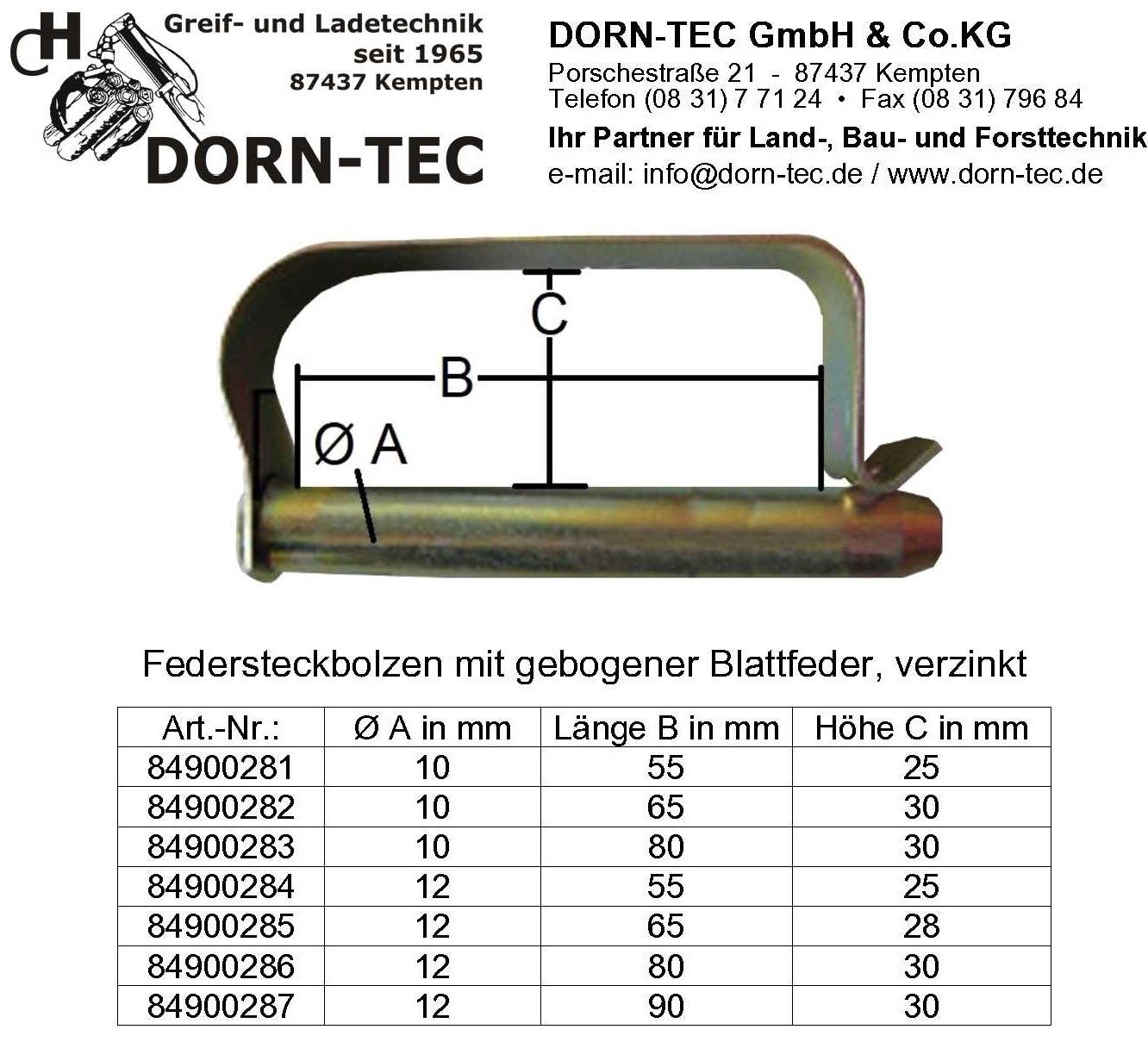 FEDERSTECKBOLZEN 12x80
verzinkt mit gebogener Blattfeder