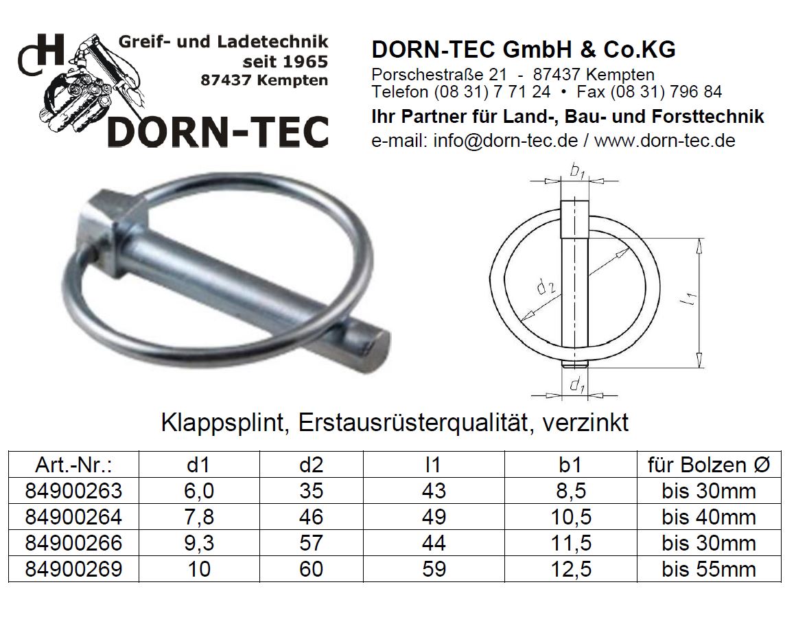 KLAPPSPLINT 9,5 x 45
Erstausrüsterqualität
verzinkt
