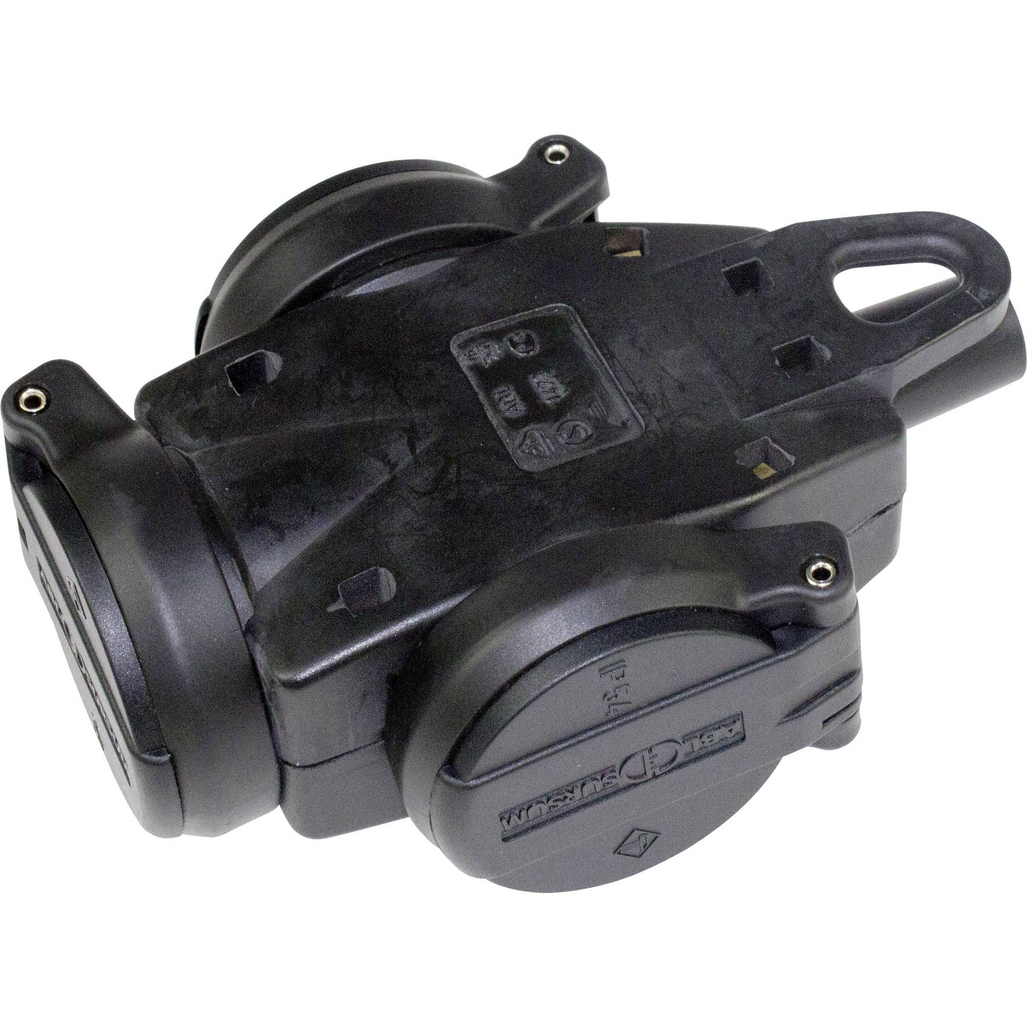 SCHUKO-KUPPLUNG Gummi IP44
3-fach Kupplung, 220V, max. 16A