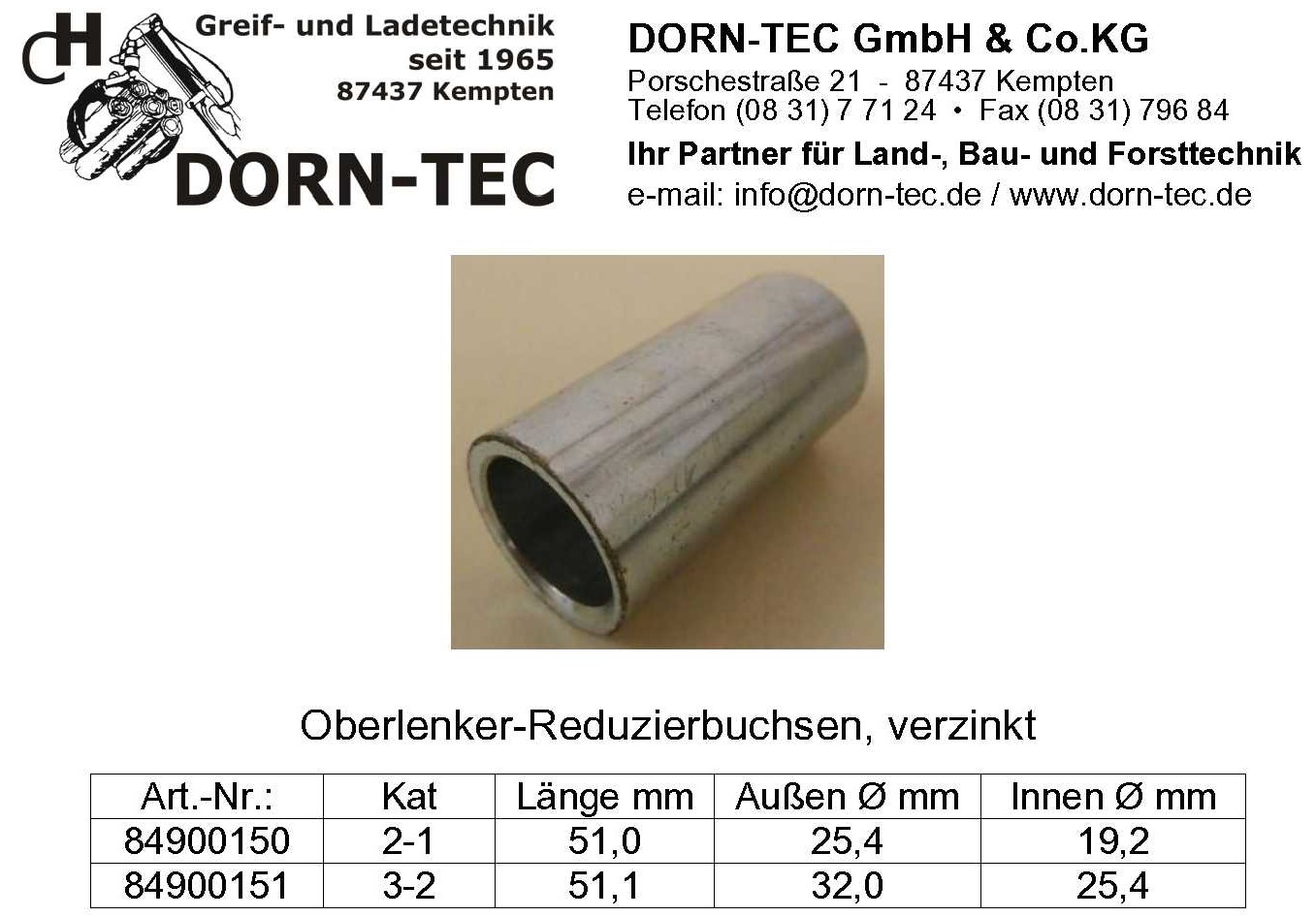 84900150_1 OBERLENKER-REDUZIERBUCHSE
Kat. 2-1