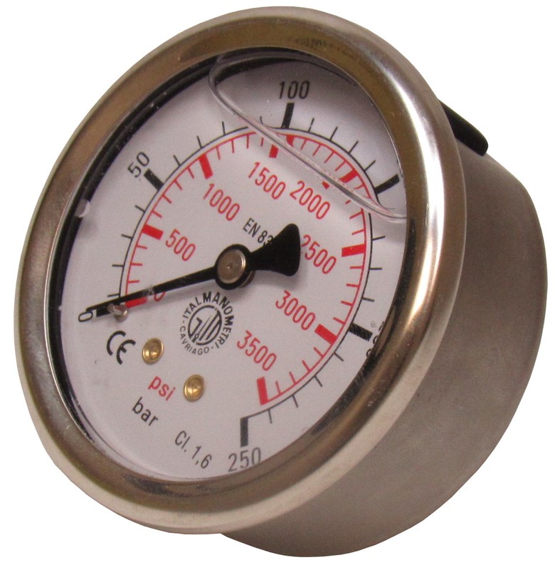 DRUCKMANOMETER bis 40 bar
D=63, Glycerin, Anschluß G1/4 rückseitig
