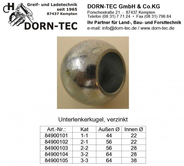 UNTERLENKER-KUGEL Kat. 1-1