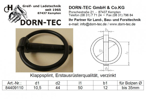 KLAPPSPLINT 10,5 x 50 Erstausrüsterqualität lackiert