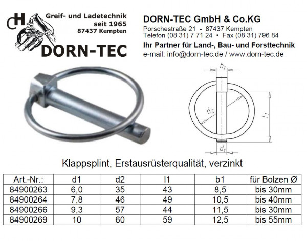 KLAPPSPLINT 9,5 x 45 Erstausrüsterqualität verzinkt